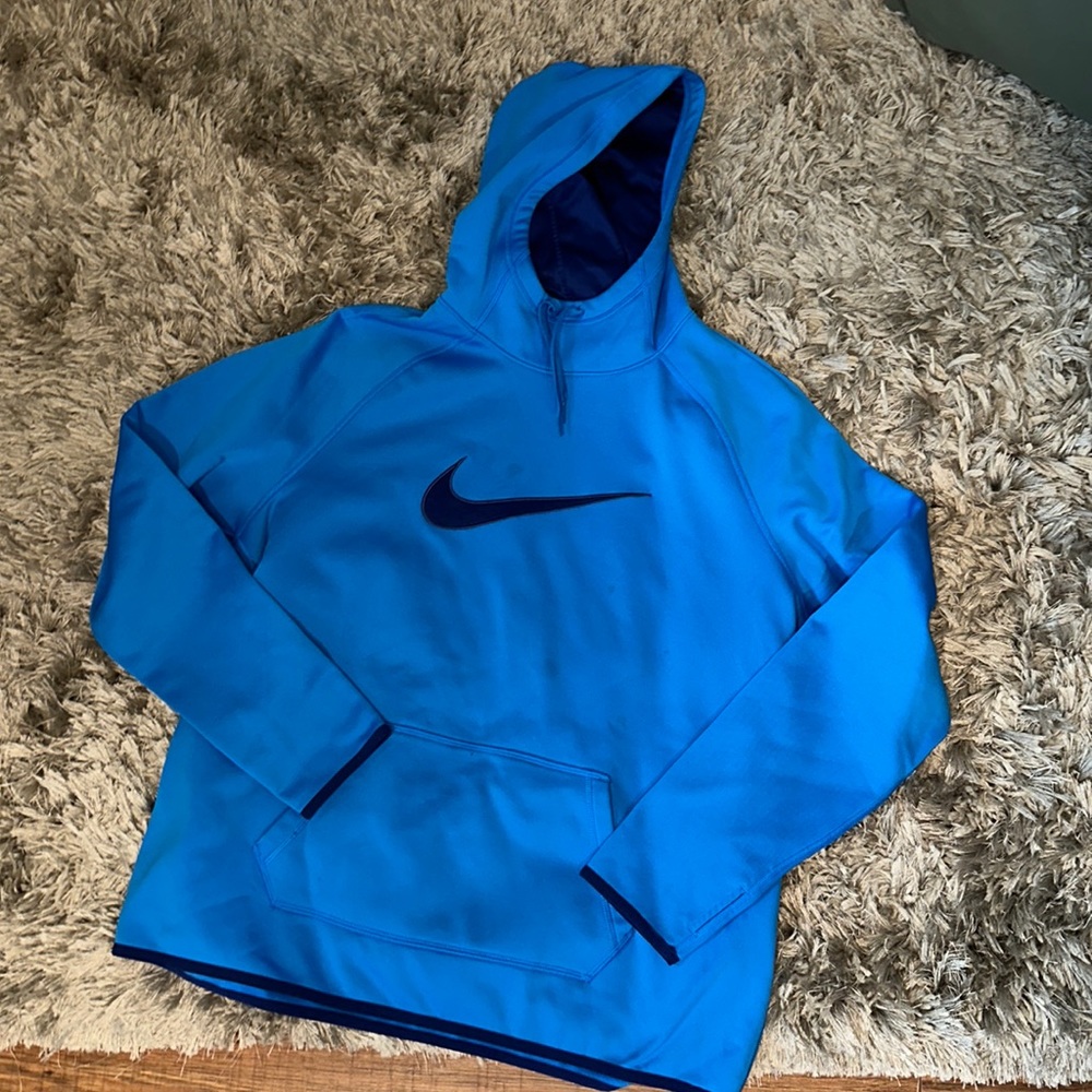 Size XL Nike Blue Thermafit Sweatshirt Hoodie. 2 small spots not very noticeable